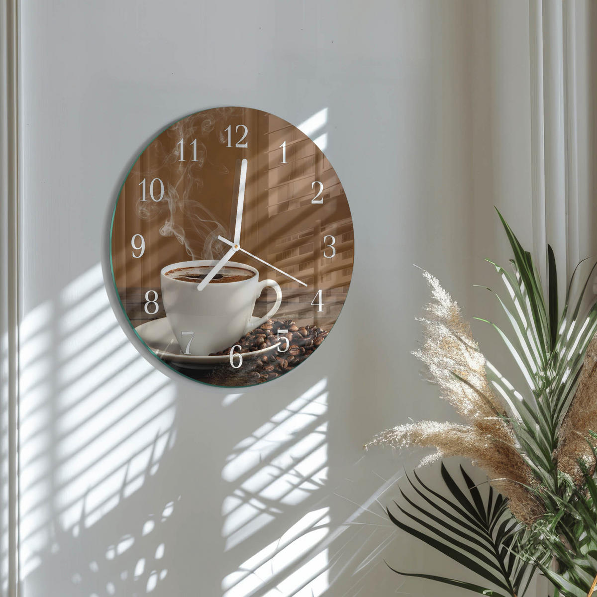 WANDUHR fi30 cm - Kaffee - Braun, Glas (30/30/0.4cm) - TULUP