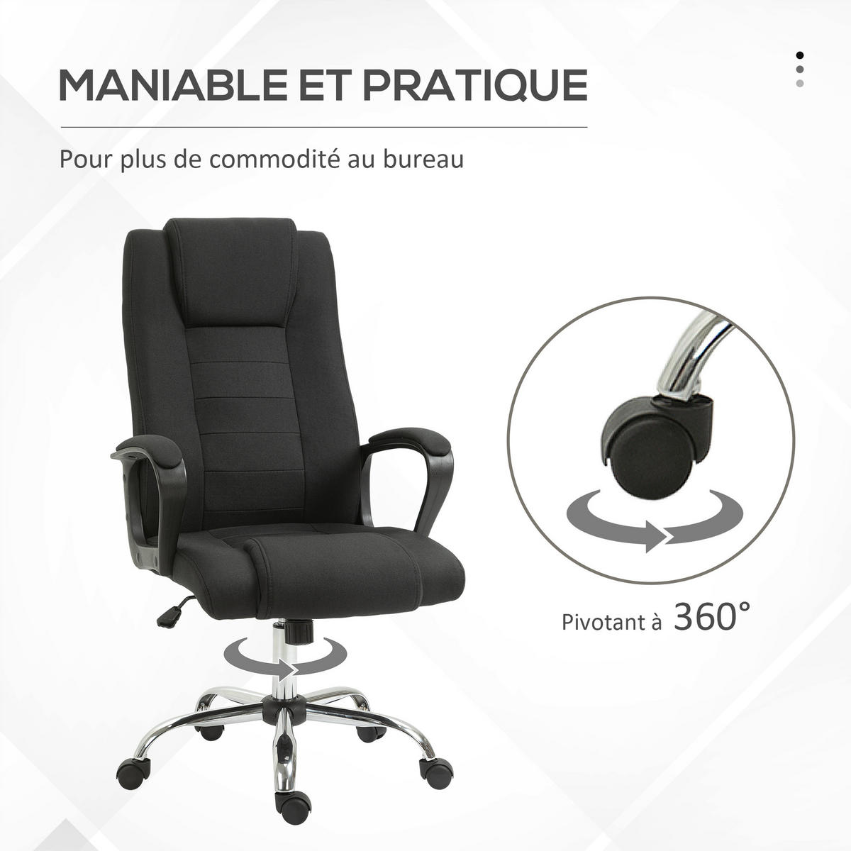 CHEFSESSEL DE-11643 ergonomisch höhenverstellbar 360° drehbar Schwarz - Schwarz, Textil (76/119/62cm) - ComfortXL