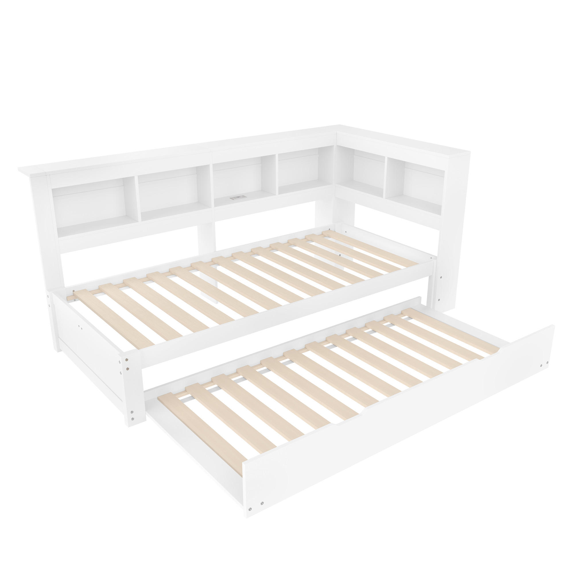 AUSZIEHBETT 90/200 cm DE-04484, mit in Weiß - Weiß, Holz/Holzwerkstoff (90/200cm) - ComfortXL