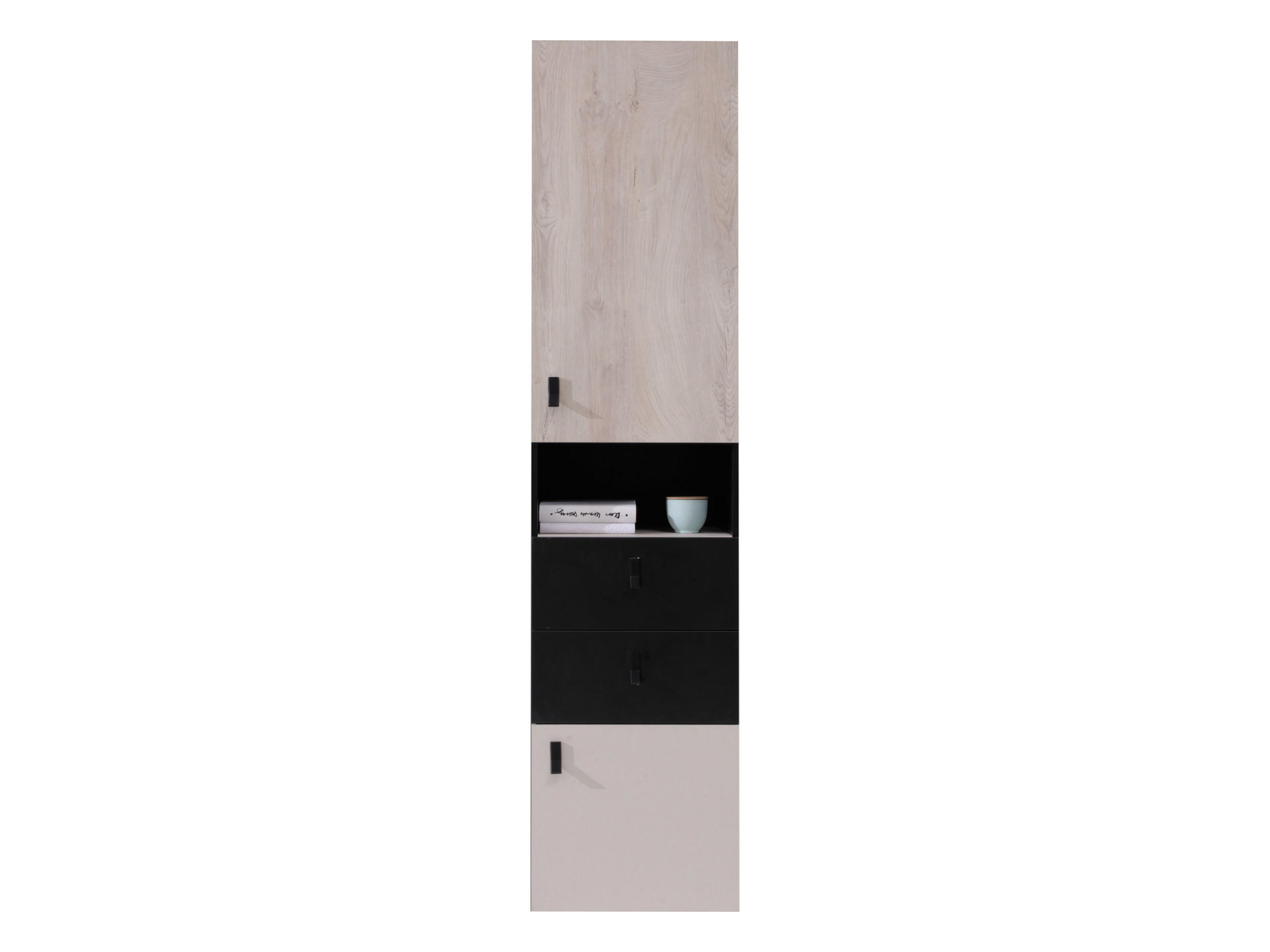 Mirjan24 Regal Eiche, Schwarz 45x190x40 cm