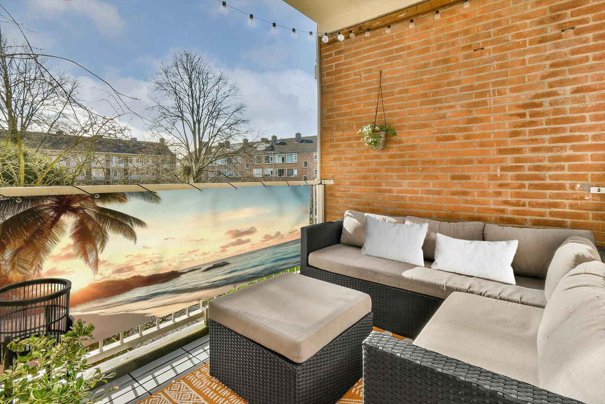 BALKON-SICHTSCHUTZ Strand - Palmen - Meer - Sonnenuntergang 300x110 cm - Samtahornfarben, Kunststoff (300/110cm) - MuchoWow