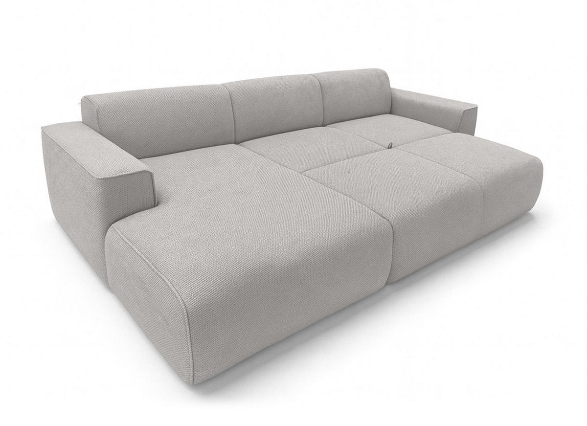 ECKSOFA L Form Ruyam Hellgrau 310/165/78 cm – Schlaffunktion Links - Hellgrau/Schwarz, Kunststoff/Textil (170/310cm) - AX Living