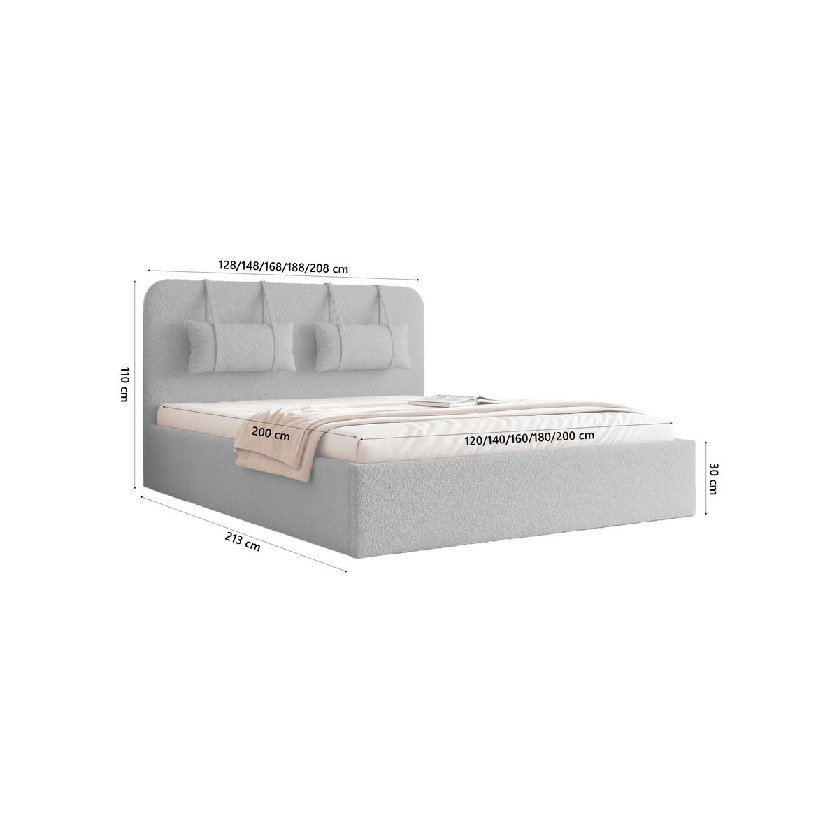 POLSTERBETT Lexal 140x200 cm, Anthrazit - Anthrazit, Textil (200/140cm) - Fedve