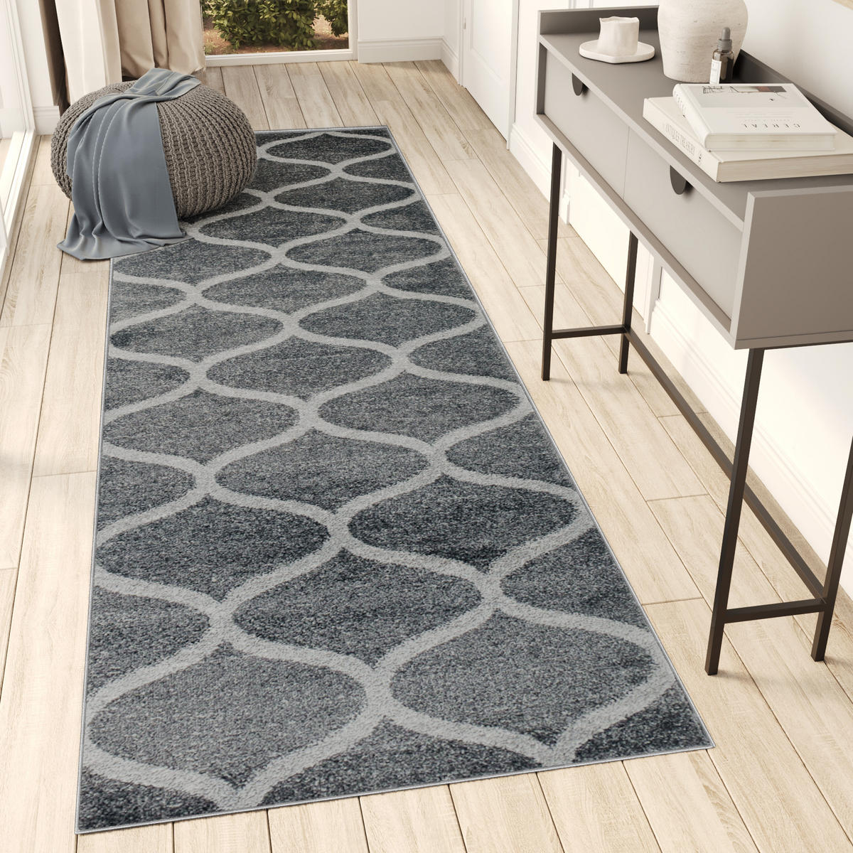 TEPPICHLÄUFER SARI dunkelgrau orientalisch 120/500 cm - Dunkelgrau, Textil (120/500cm) - Tapiso
