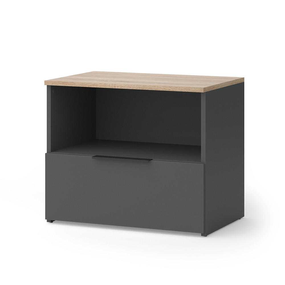 KOMMODE Wido Anthrazit/Sonoma 60 x 50 cm mit klappe - Anthrazit, Holzwerkstoff (60/50/40cm) - Vicco