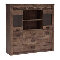 VITRINENKOMMODE Indianapolis I-22 137 x 141,5 x 42 cm Esche dunkel - Dunkelbraun, Holzwerkstoff/Metall (137/141.5/42cm) - Koseto