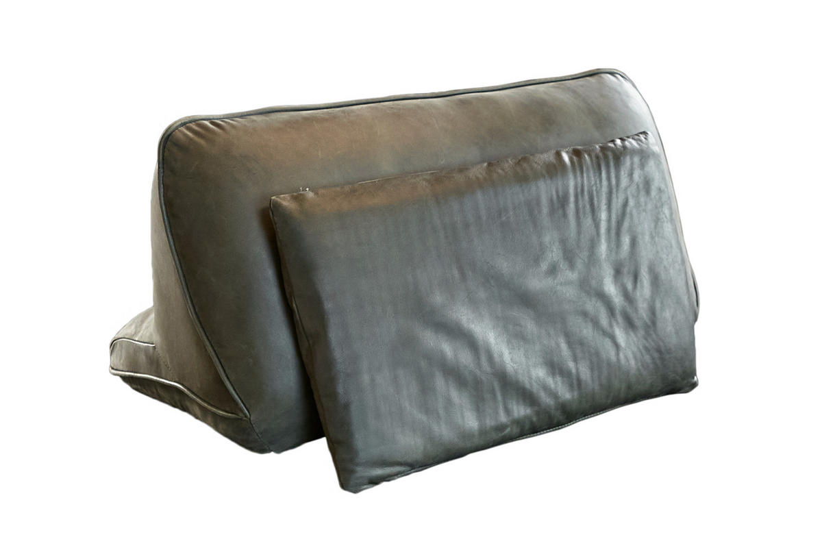 RÜCKENKISSEN WIOLO Grün Leder - Grün, Leder (80/46cm) - KAWOLA