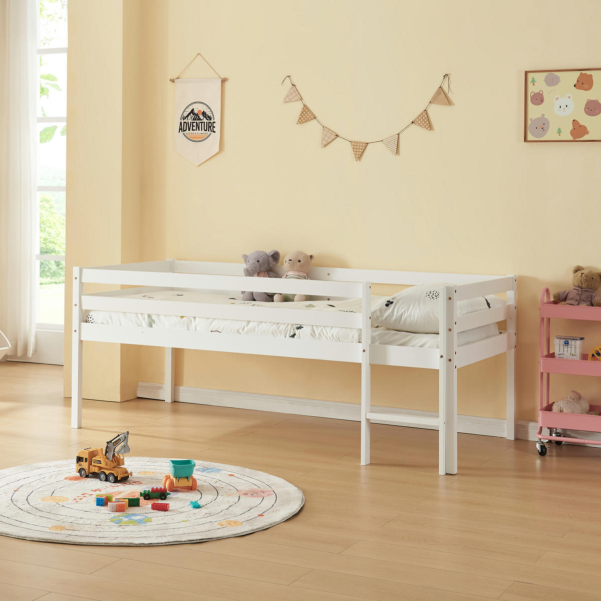 KINDERBETT Siikalatva - Weiß, Holz (90/200cm) - [en.casa]