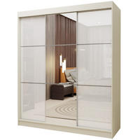 SCHWEBETÜRENSCHRANK VITALE 180/216/61 cm 3-türig mit Spiegel Kaschmir - Kaschmir/Weiß, Holzwerkstoff (180/216/61cm) - MASSENO