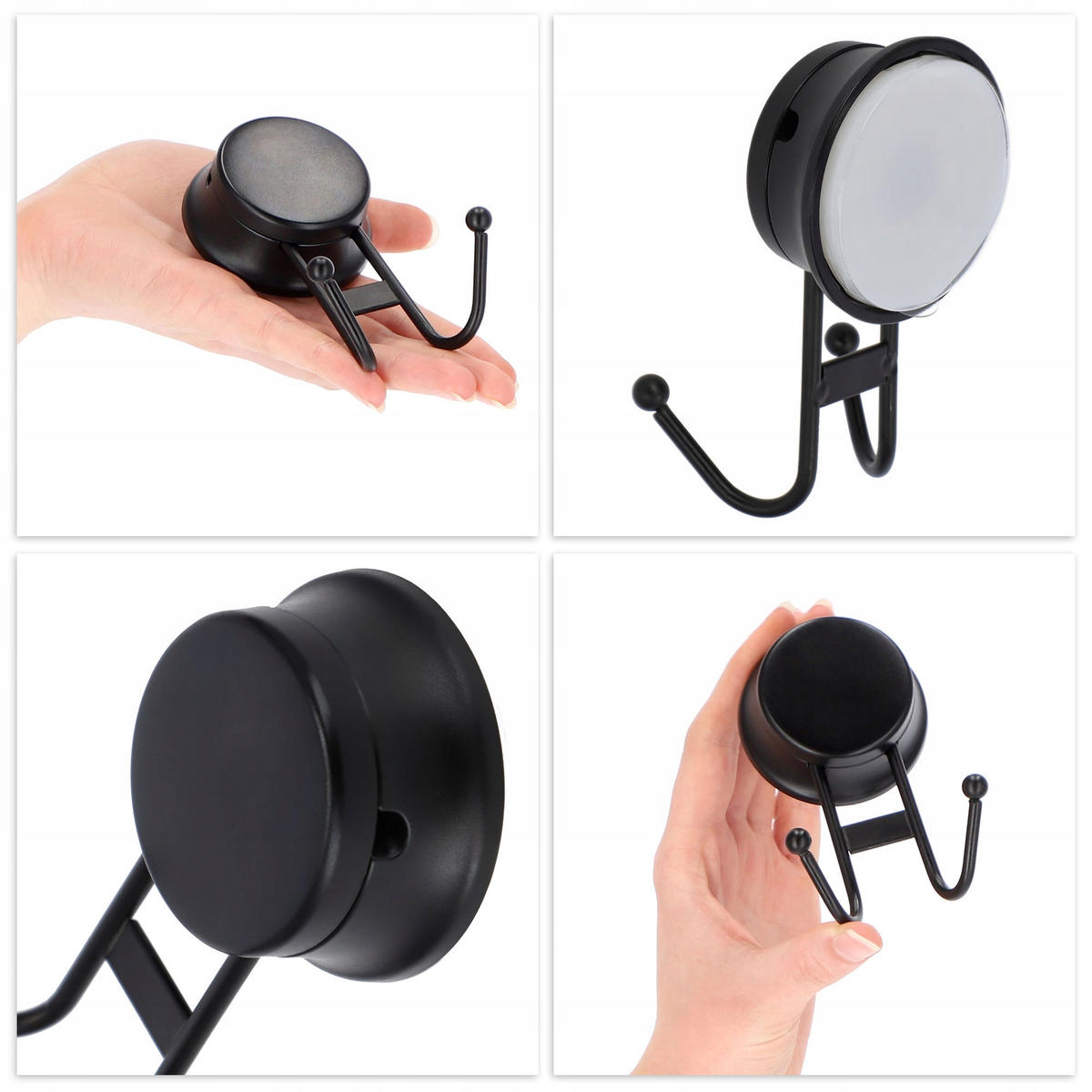 BADAUFHÄNGER mit Saugnapf 11 x 6,4 cm, schwarz - Schwarz, Metall (6/11cm) - KADAX