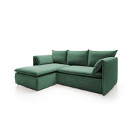 ECKSOFA PREGIO Grün Plüsch-Stoff mit Schlaffunktion - Grün, Holz (230/166cm) - MASSENO
