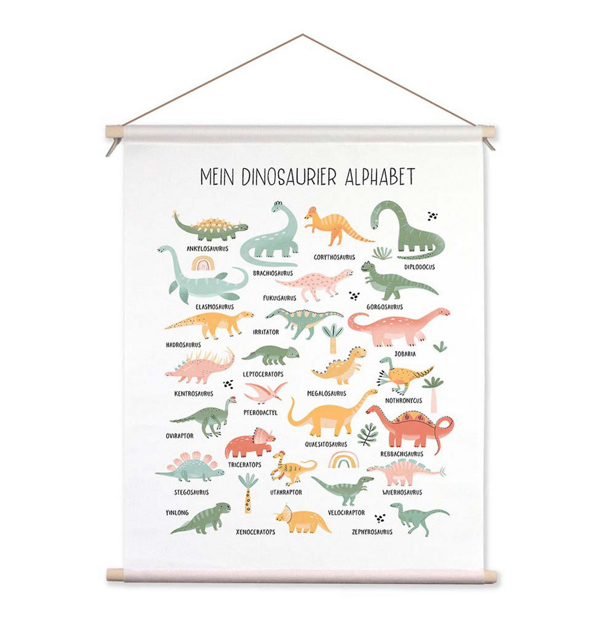 POSTER aus Stoff 40x50 cm Bild Kinderzimmer Alphabet Dinos - Gelb, Textil (40/50/2cm) - artissimo