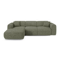 ECKSCHLAFSOFA Texturierter Samt Salbeigrün 283cm - Grün, Textil (283/180cm) - Sia Home