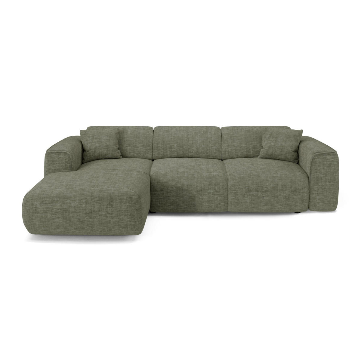 ECKSCHLAFSOFA Texturierter Samt Salbeigrün 283cm - Grün, Textil (283/180cm) - Sia Home