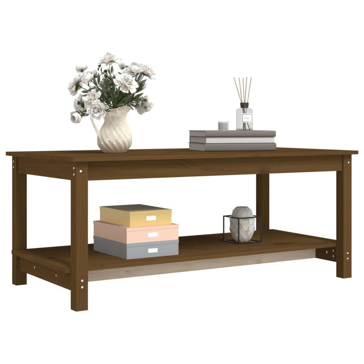 COUCHTISCH Honigbraun 110x55x45 cm Massivholz Kiefer - Braun, Holz (110/55/45cm) - furnicato