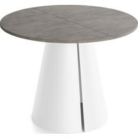 ESSTISCH Lamio runder ausziehbarer, Beton-Optik Dunkelgrau 100-180/100/76 cm - Dunkelgrau/Weiß, Holzwerkstoff/Metall (100/100/76cm) - WFL GROUP