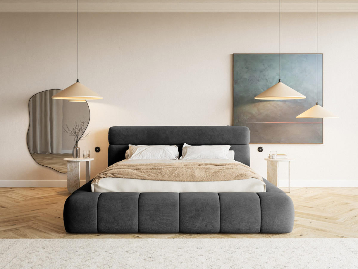 POLSTERBETT Nuuk 200x200 cm, Graphit - Graphitfarben, Textil (200/200cm) - Fedve