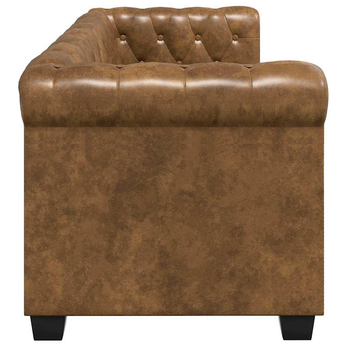 CHESTERFIELD-SOFA -Sitzer Und 3-Sitzer Braun - Braun, Leder (145.5/70/76cm) - vidaXL