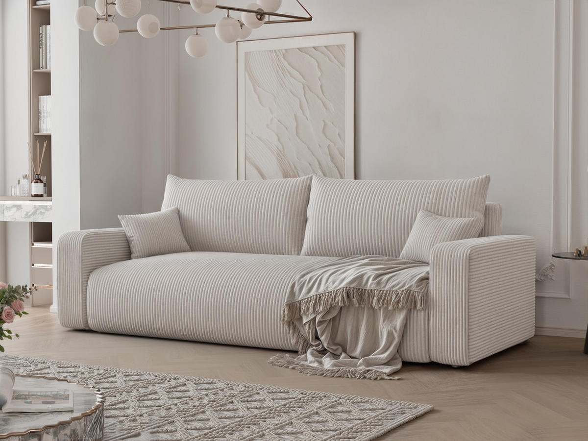 SCHLAFSOFA PIANO mit Bettkasten, Creme - Creme, Textil (246/79/93cm) - Idohome