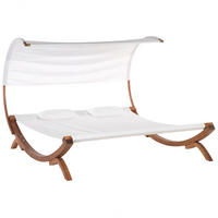 GARTENLIEGE weiß Teramo - Weiß, Textil (205/160/225cm) - Beliani