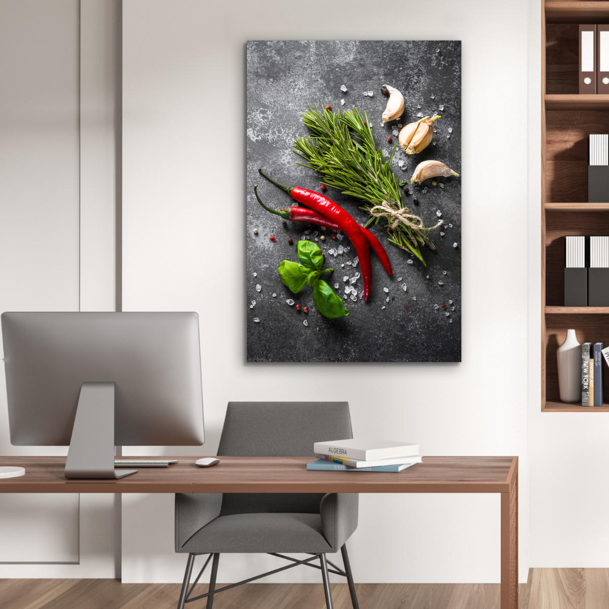 METALLBILD Pfeffer - Kräuter - Gewürze - Beton 60x90 cm - Dunkelgrau, Metall (60/90cm) - MuchoWow