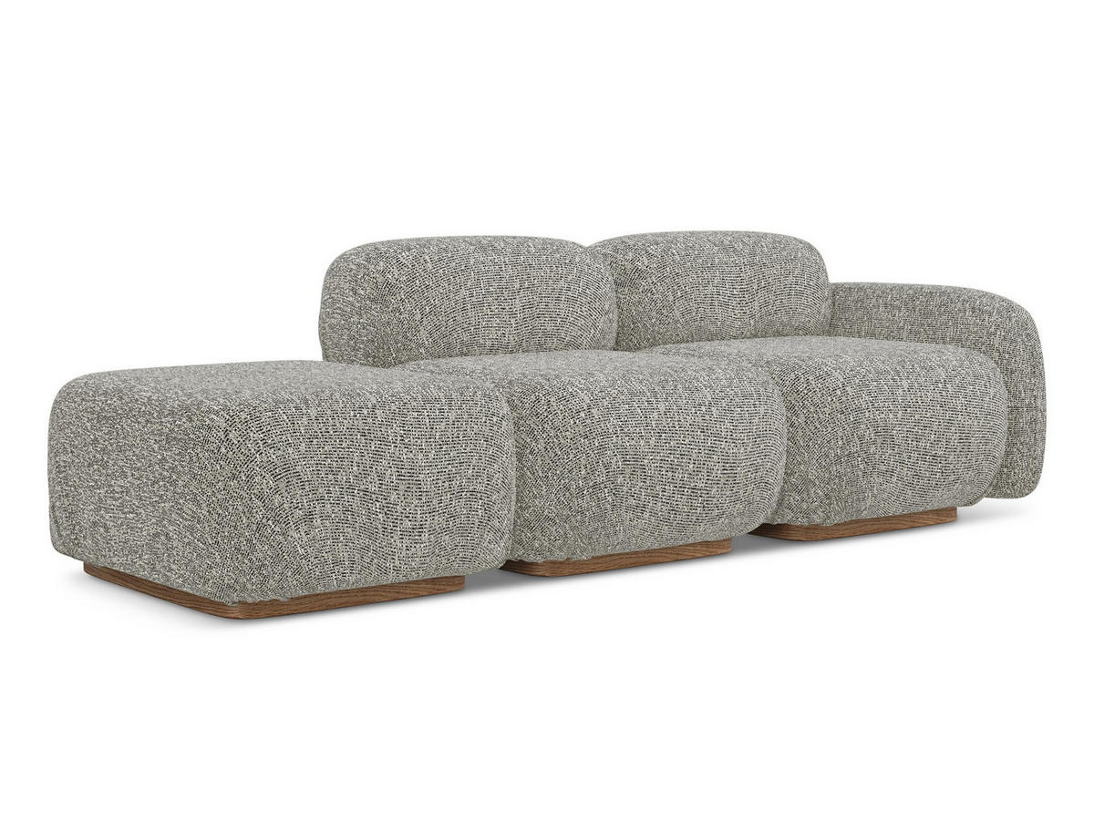 3-SITZER SOFA Links Strukturstoff Stoff Beige - Beige/Braun, Holz/Textil (258/73/95cm) - Makamii