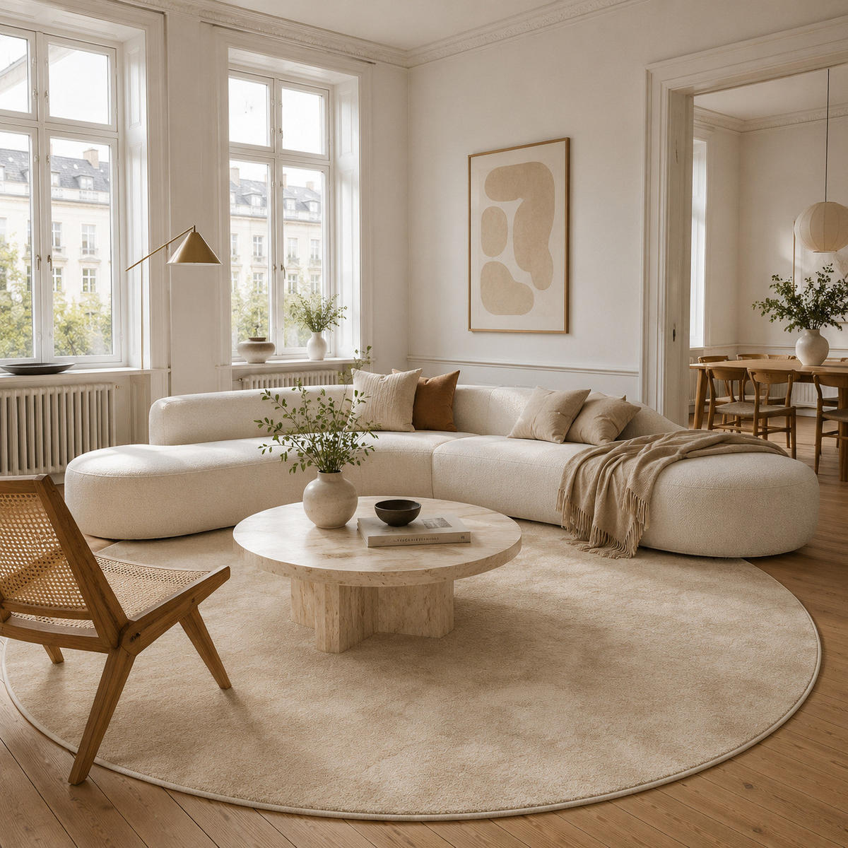 HOCHFLOR LANGFLOR TEPPICH SUPER SOFT MELIA RUND - Beige, Textil (200/200cm) - Pergamon
