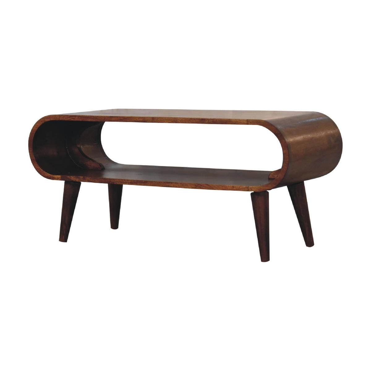 COUCHTISCH aus Massivholz - Kastanienfarben/Messingfarben, Holz/Metall (35/90/40cm) - Artisan Furniture