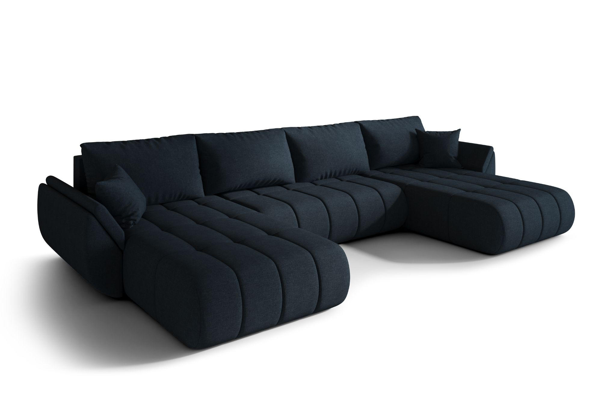 ECKSOFA mit schlaffunktion und bettkasten TOKYO U PREMIUM, stoff WIND, Dunkelblau - Dunkelblau, Holz (384/190cm) - Kaiser Möbel