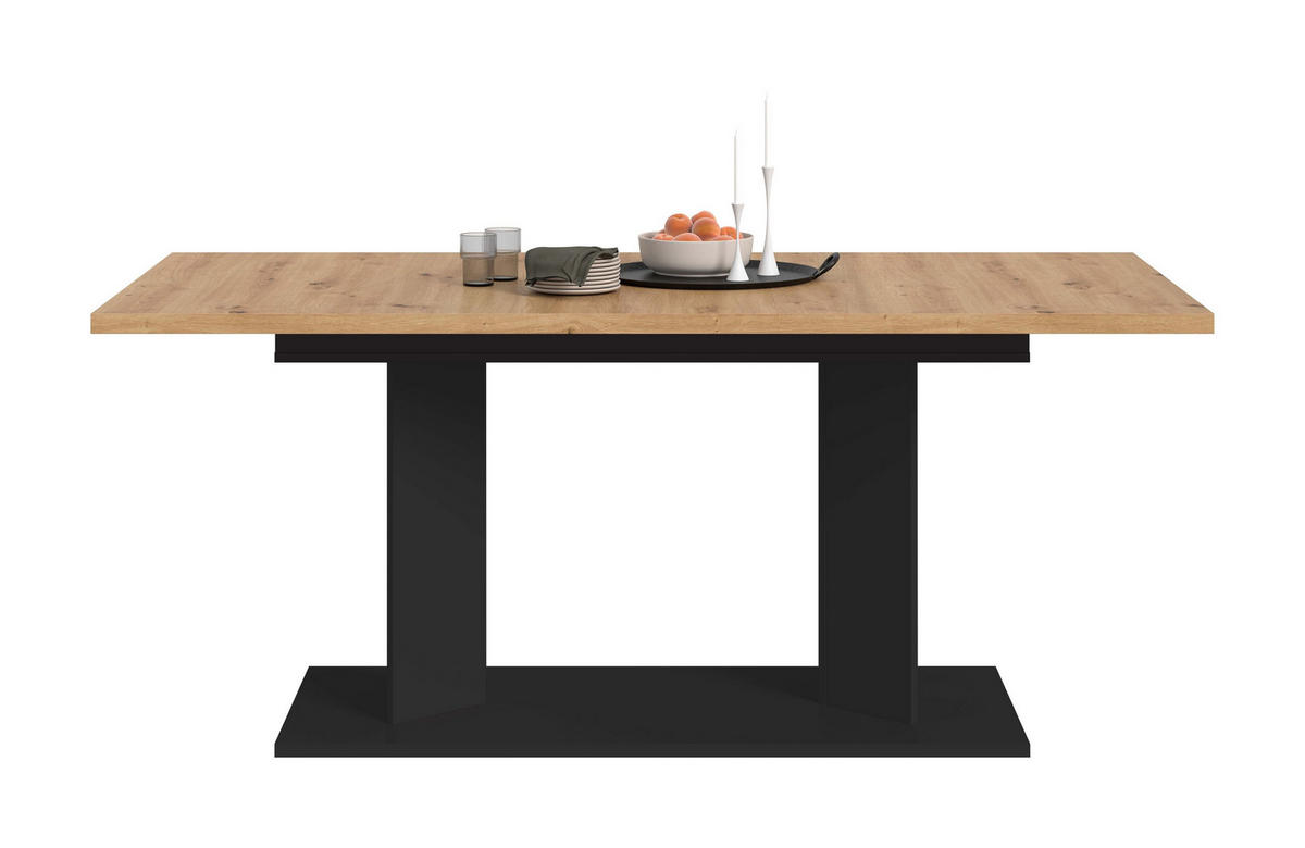 ESSTISCH GUSTAV (B/H/T: ca. 220/76/100 cm) in schwarz/Artisan Eiche Nachbildung - Schwarz, Holzwerkstoff (100/220/76cm)