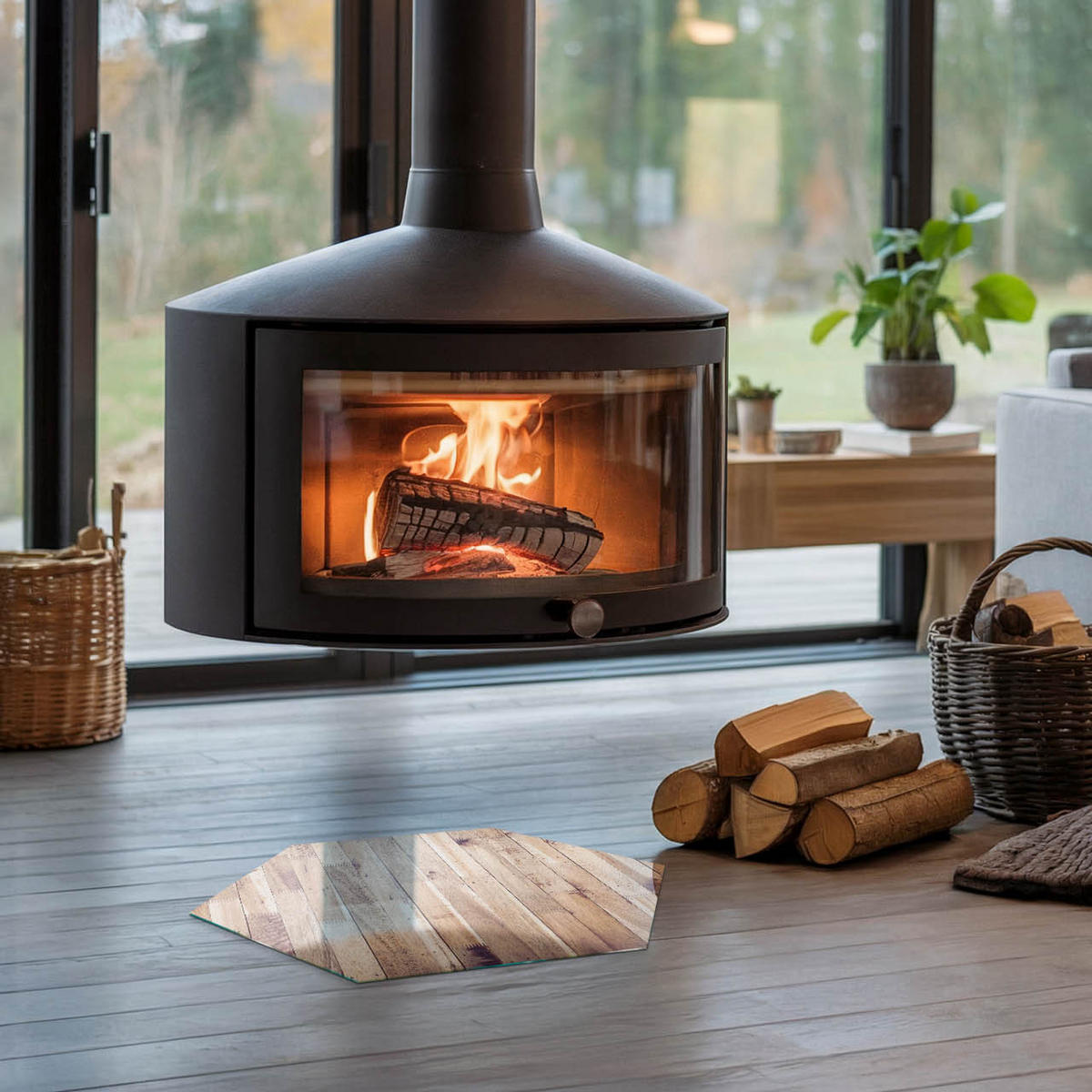 GLASPLATTE für Kamin h40 cm - Braun, Glas (40/40/0.4cm) - TULUP