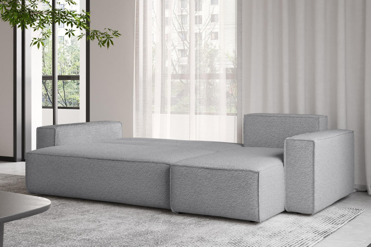 ECKSOFA Mit Schlaffunktion Und Bettkasten L-Form BEST Stoff Abriamo Grau Rechts - Grau, Holz/Textil (244/142cm) - Kaiser Möbel