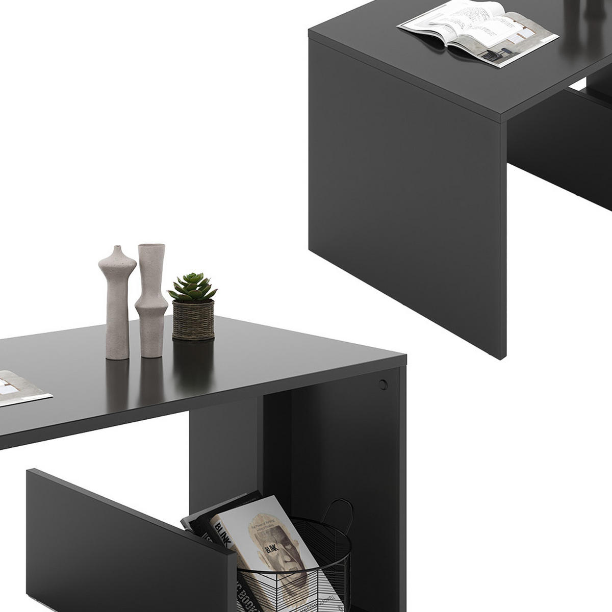 COUCHTISCH Lonar Anthrazit 80 x 46.6 cm - Anthrazit, Holzwerkstoff (46.6/80/40cm) - Vicco