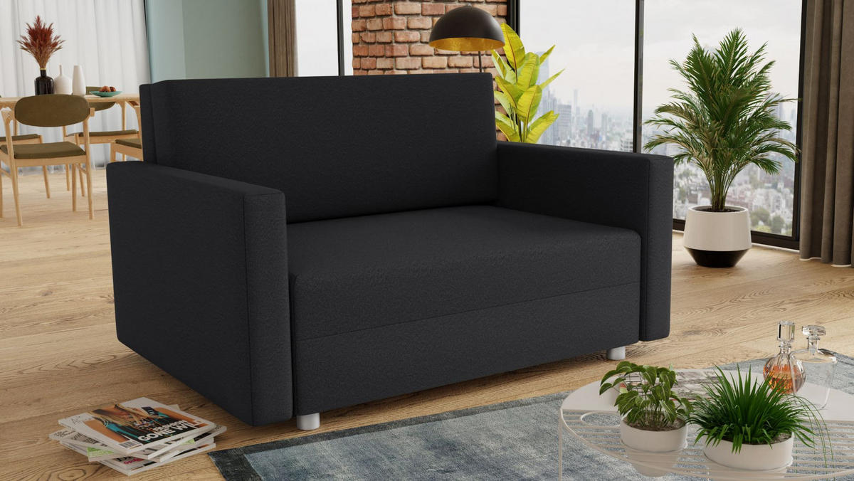 SCHLAFSOFA Pura Maxi - Silberfarben/Schwarz, Holz/Kunststoff (142/83/105cm)