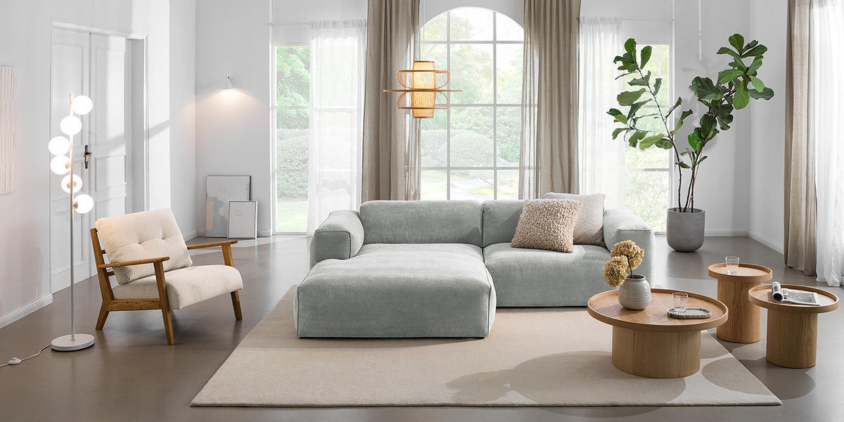 ECKSOFA mit XL-Longchair - Schwarz/Grau, Kunststoff/Textil (260/171cm) - home24