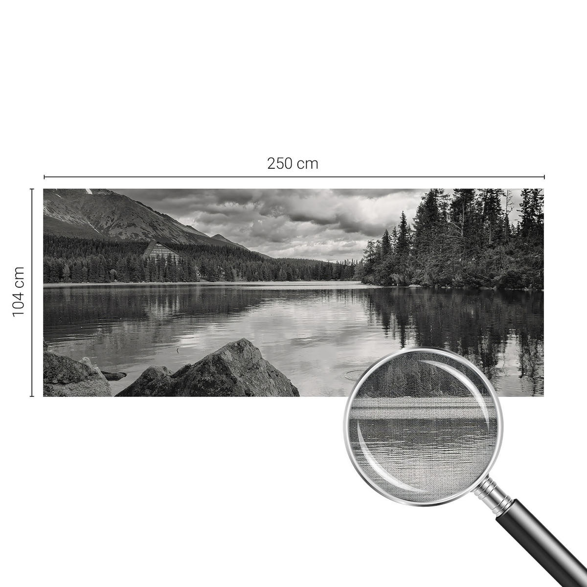 FOTOTAPETE 250x104 cm - Bergpanorama - Schwarz, Textil (250/104cm) - Wallfluent