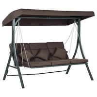HOLLYWOODSCHAUKEL DE-07025 für 3 Personen, verstellbares Sonnendach, bis 270 kg Braun - Schwarz/Braun, Textil/Metall (118/168/198cm) - ComfortXL