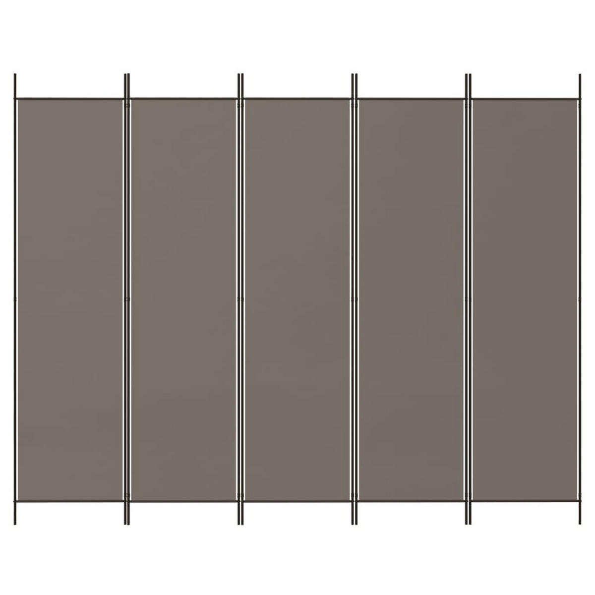 PARAVENT 5-teilig Anthrazit 250/200 Cm Stoff - Anthrazit, Textil (250/200/0.1cm) - vidaXL