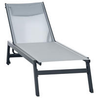 SONNENLIEGE DE-15611 Aluminium, 5-fach verstellbar mit Rollen Hellgrau - Hellgrau, Metall (55/90/164cm) - ComfortXL