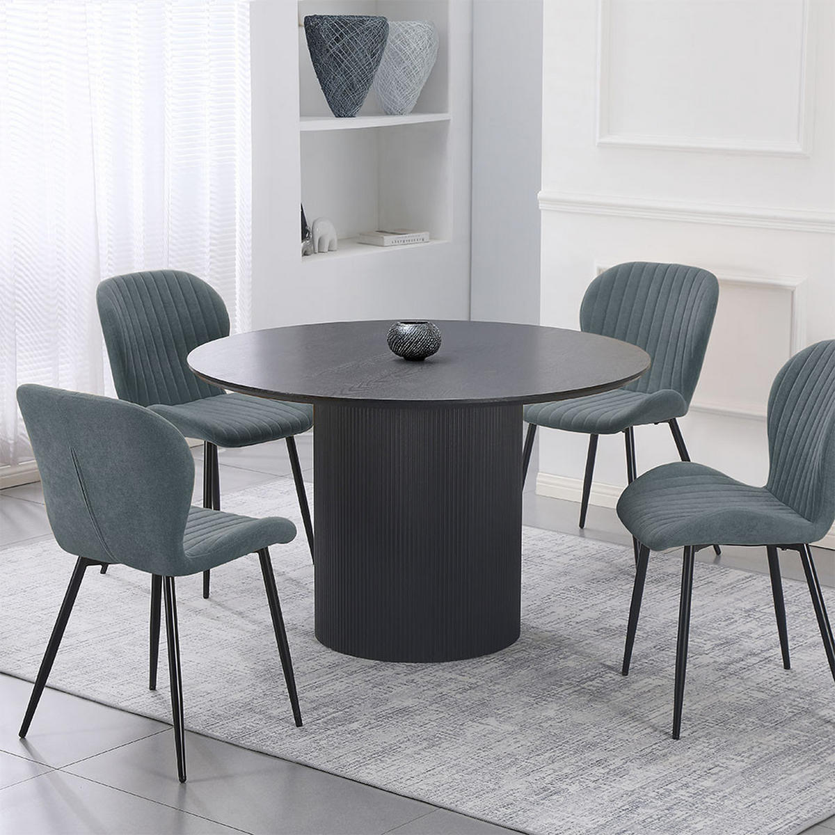 ESSTISCH CAMILLO - Dark Oak, 120 cm - Schwarz, Holzwerkstoff/Textil (120/120/75cm) - Home Deluxe