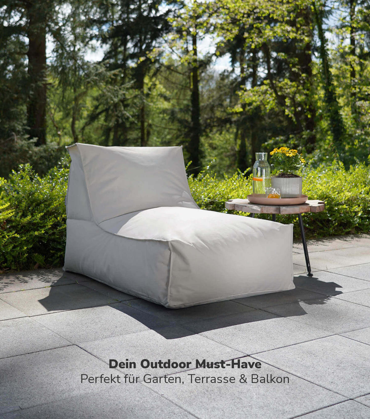 SITZSACK mit Hocker Der Sundowner - Grau, Textil (60/65/140cm) - Mokebo