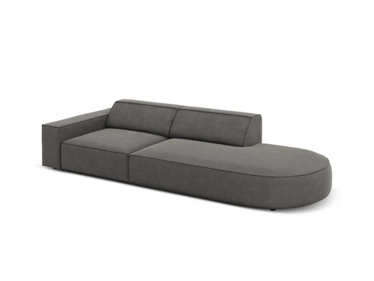 RECHTES-SOFA Jodie aus Samt hellgrau 3 Sitzplätze - Hellgrau, Textil (102/70/262cm) - Micadoni