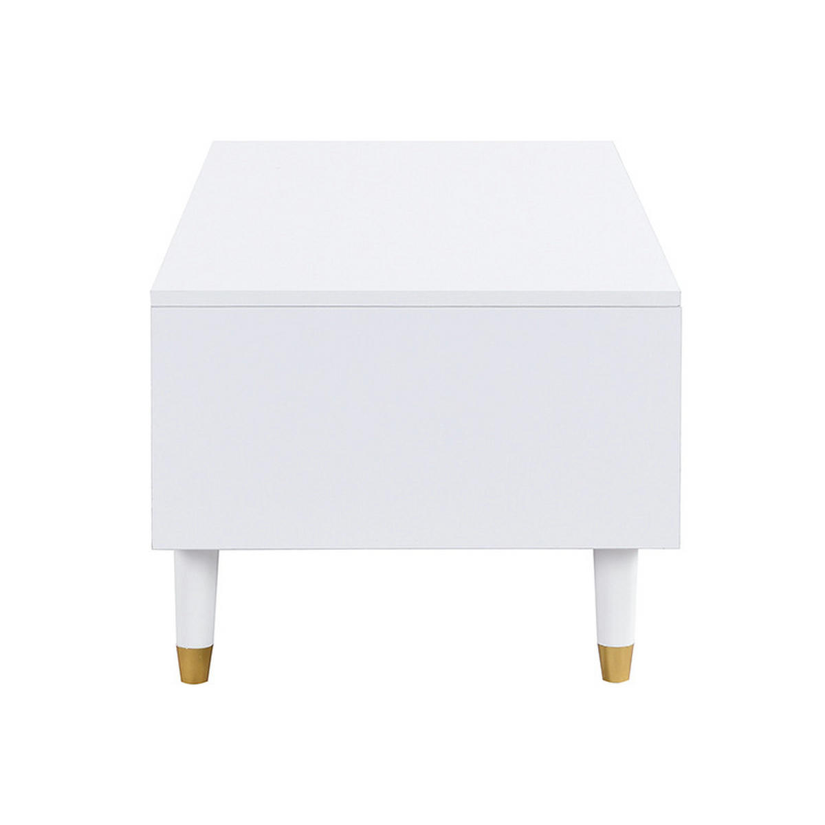 COUCHTISCH in Weiß mit 2 Schubladen und LED-Beleuchtung für Wohnzimmer, B110/T50/H40 cm - Weiß, Holz/Holzwerkstoff (55/110/40cm) - STILVORA
