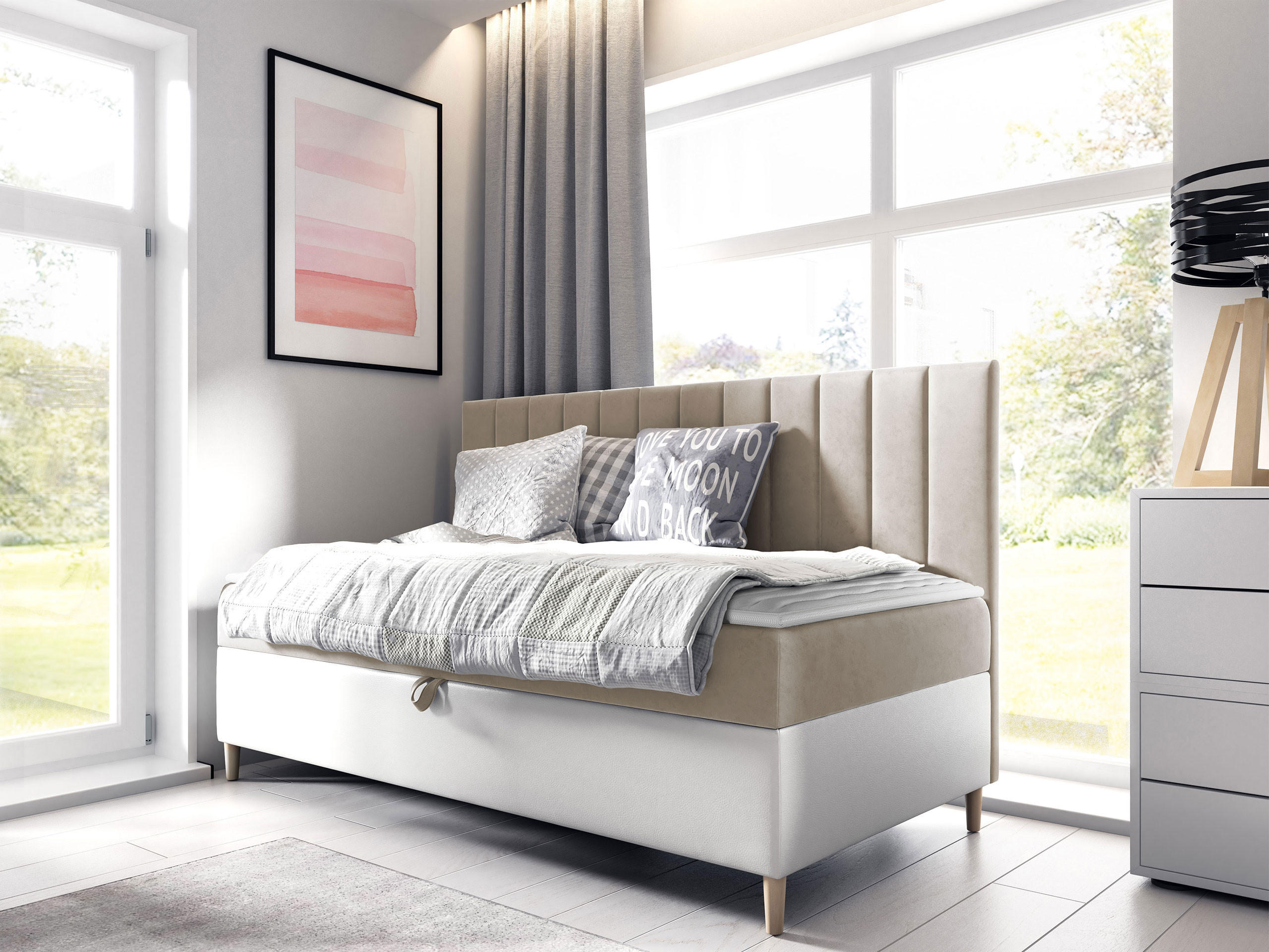 BOXBETT Maja Junior 2 - Creme/Weiß, Holz (90/200cm) - MIRJAN24