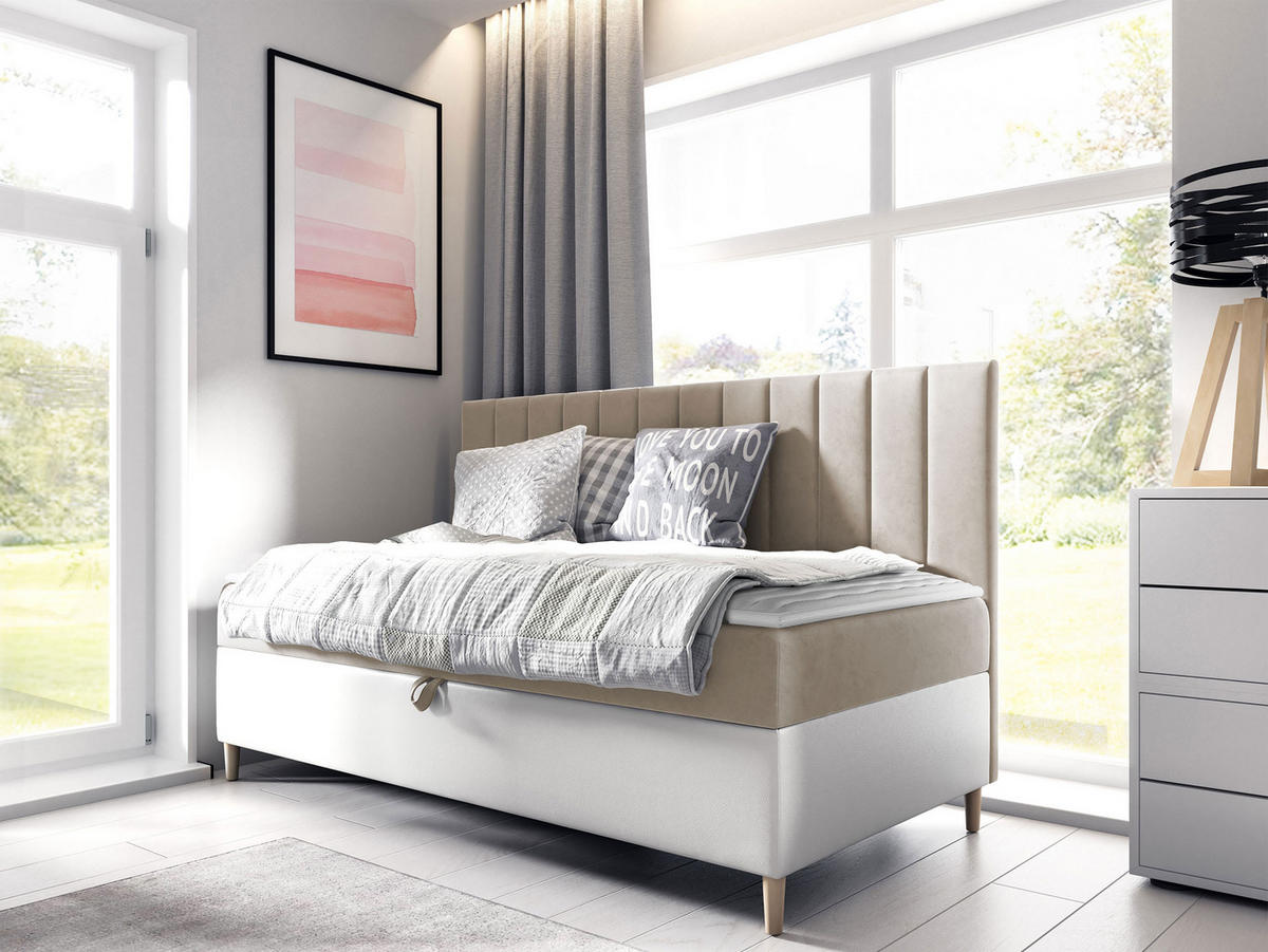BOXBETT Maja Junior 2 - Creme/Weiß, Holz (90/200cm) - MIRJAN24