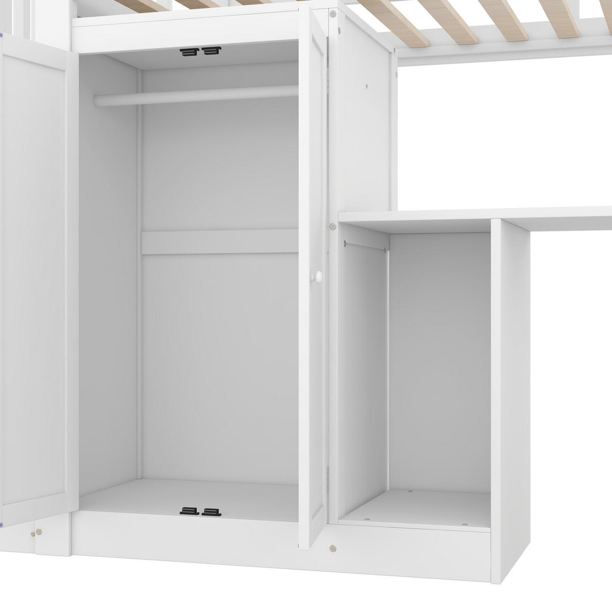 HOCHBETT 90/200 cm Weiß aus Kiefernholz und MDF mit Schreibtisch und Stauraum - Weiß, Holzwerkstoff (90/200cm) - OKMYHOME