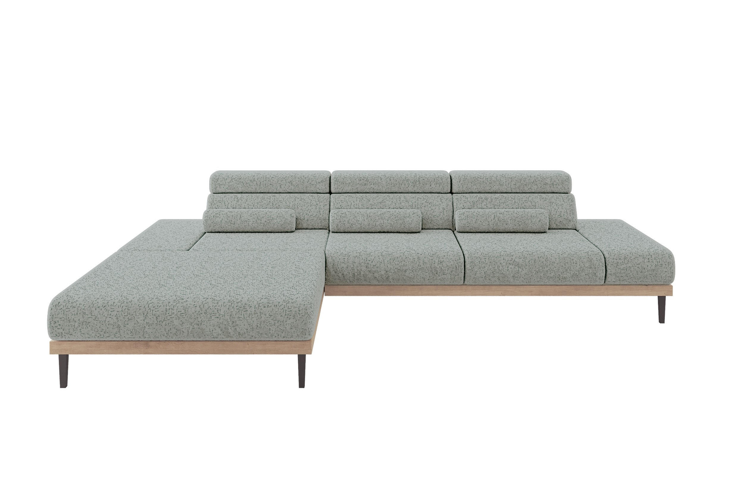 ELEKTRISCHES ECKSOFA Links MONA 316x205x85 Grün Velours - Mintgrün, Holzwerkstoff/Textil (316/205cm) - ALTDECOR