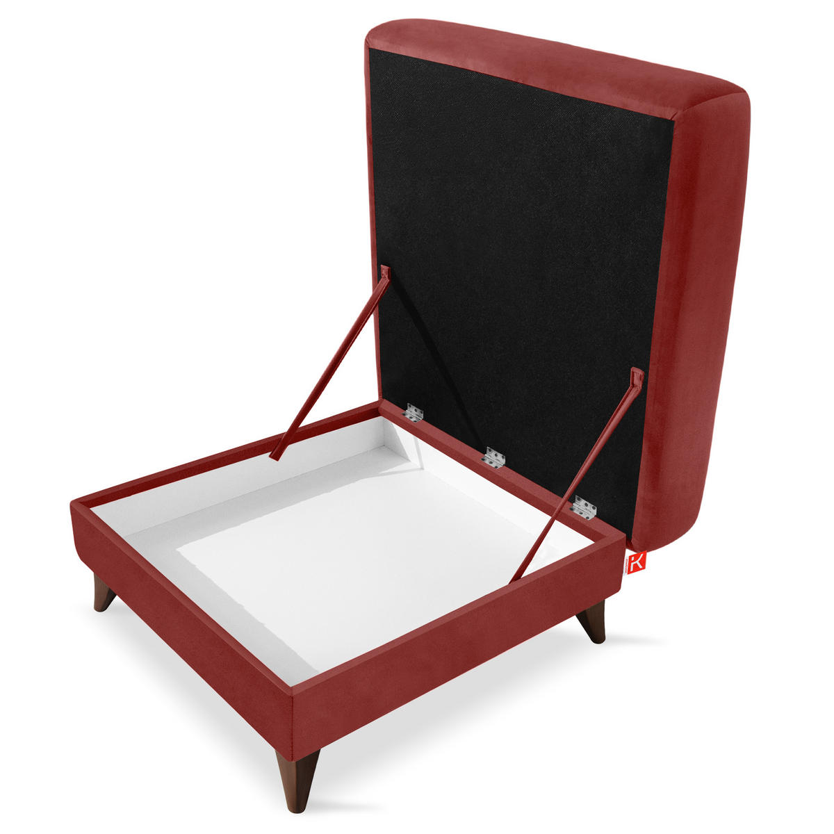 HOCKER GUSTAVO Velours, Bordeaux - Bordeaux, Holz/Holzwerkstoff (92/49/92cm) - KONSIMO®