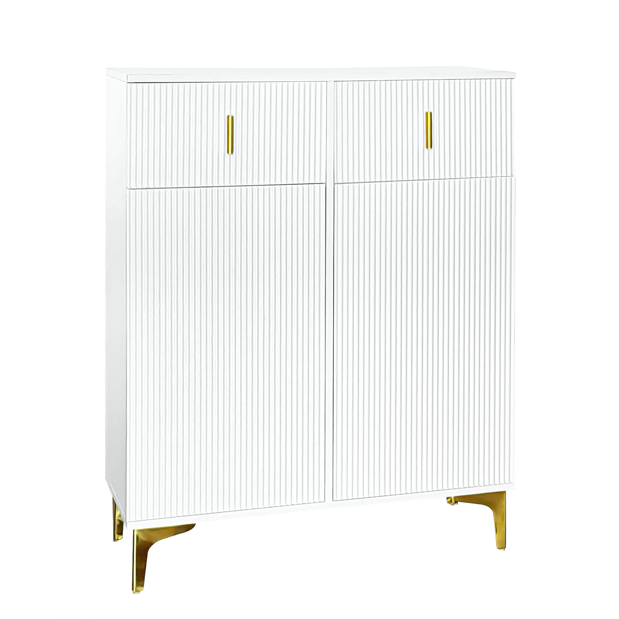 HIGHBOARD DE-38221 83/35/101 cm mit 2 Schubladen Weiß - Weiß, Holzwerkstoff (83/101/35cm) - ComfortXL