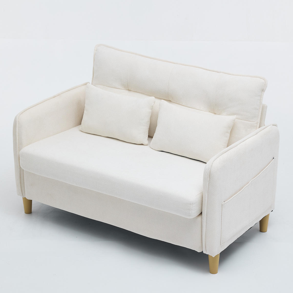SOFA 2-Sitzer 127 cm Chenille Beige Holzrahmen - Beige, Holzwerkstoff (127/83/75.5cm) - Meubliv